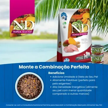 Racao N-D Tropical Selection Caes Adultos Medium e Maxi Frango monte a combinacao perfeita